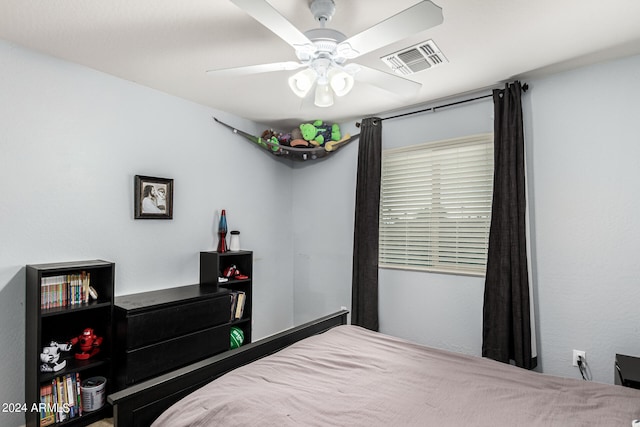 bedroom featuring ceiling fan