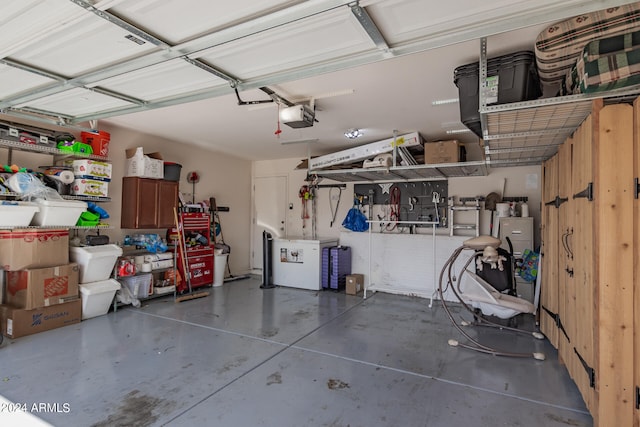 garage with a garage door opener