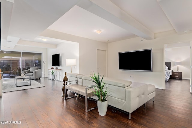 living room featuring dark hardwood / wood-style flooring