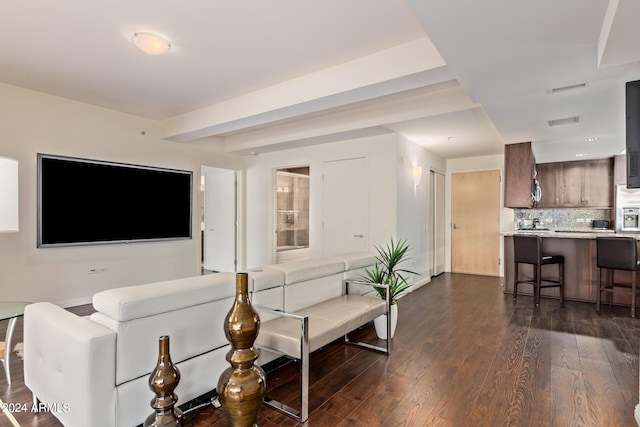 living room featuring dark hardwood / wood-style flooring