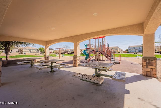 view of patio with playground community