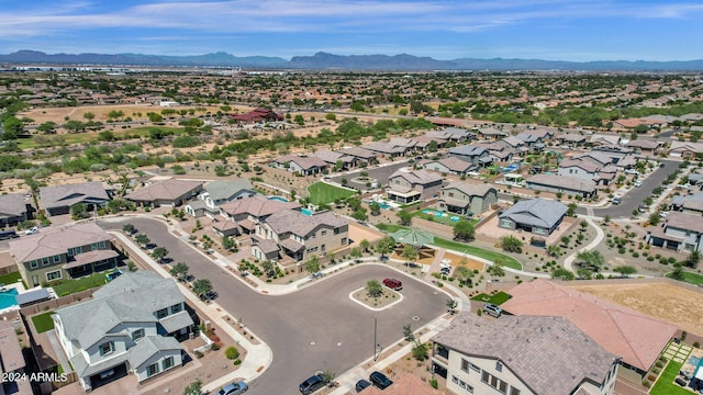 drone / aerial view featuring a mountain view