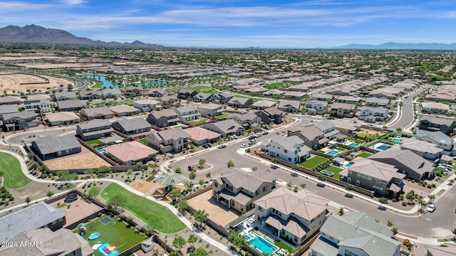 drone / aerial view with a mountain view