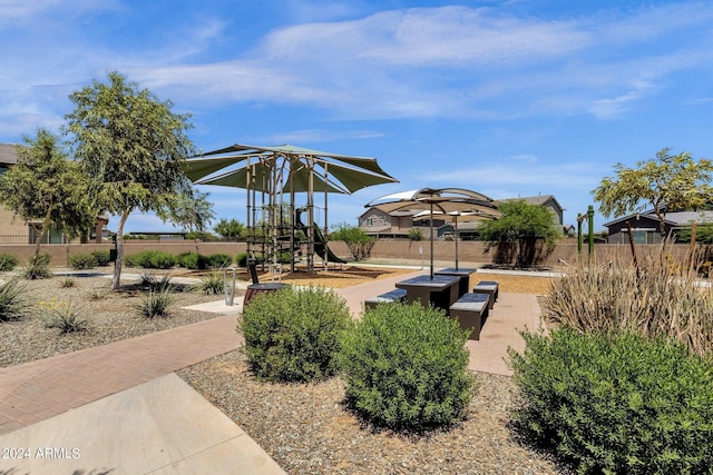 exterior space with a playground