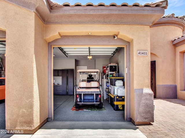 view of garage