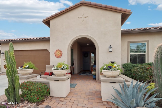 entrance to property with a garage