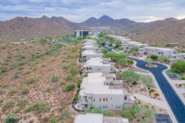 aerial view with a mountain view