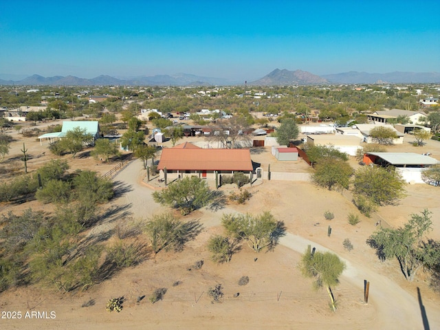 bird's eye view with a mountain view