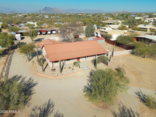 drone / aerial view with a mountain view