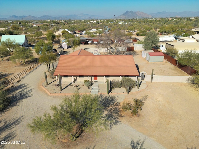 bird's eye view featuring a mountain view