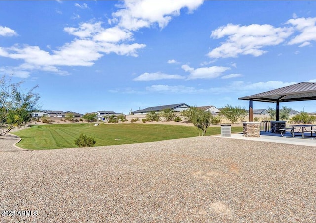 view of yard with a gazebo and a patio area