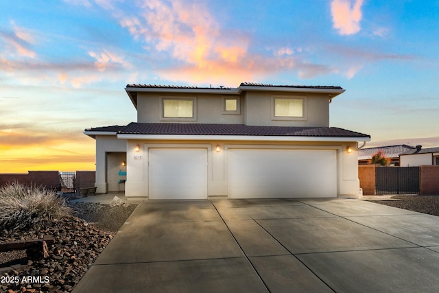 view of front of house with a garage