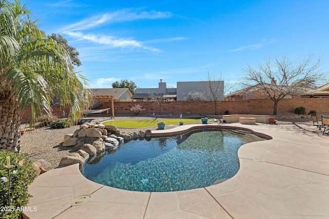 view of swimming pool with a patio