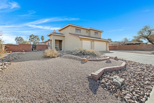 view of front property with a garage