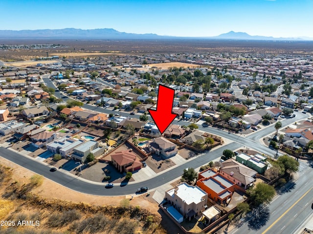 bird's eye view featuring a mountain view