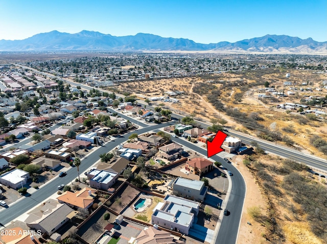 aerial view with a mountain view