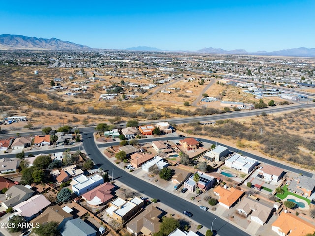 drone / aerial view with a mountain view