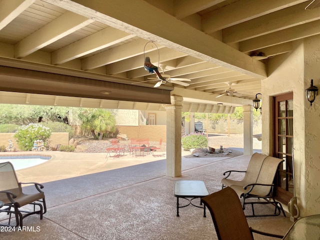 view of patio with ceiling fan