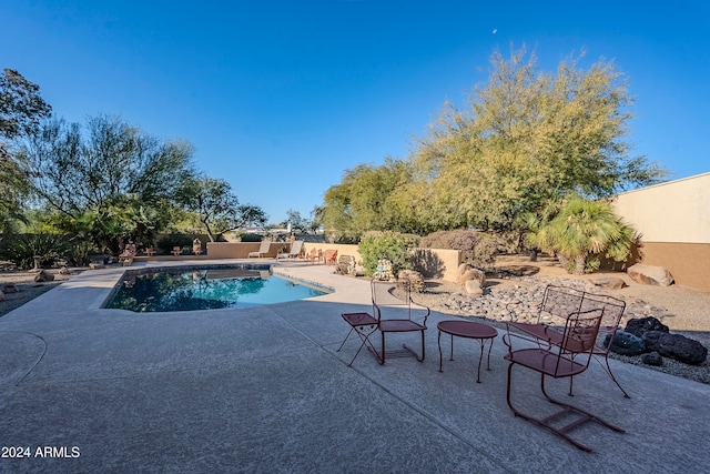 view of swimming pool featuring a patio