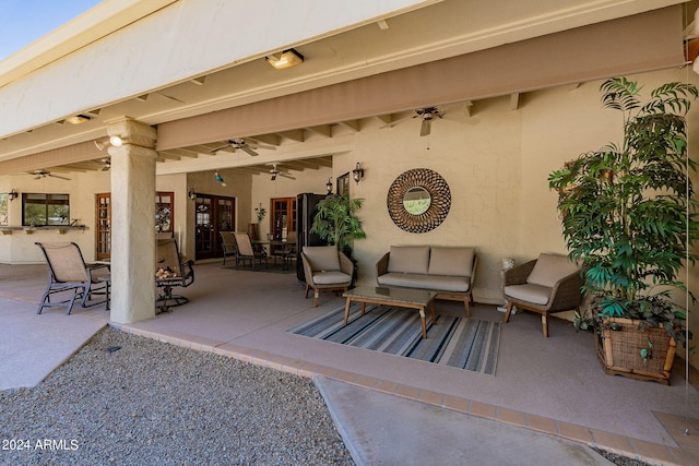 view of patio / terrace with an outdoor hangout area and french doors