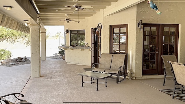 13108 N 76th St, Scottsdale, AZ 85260 - view of patio / terrace with french doors and ceiling fan