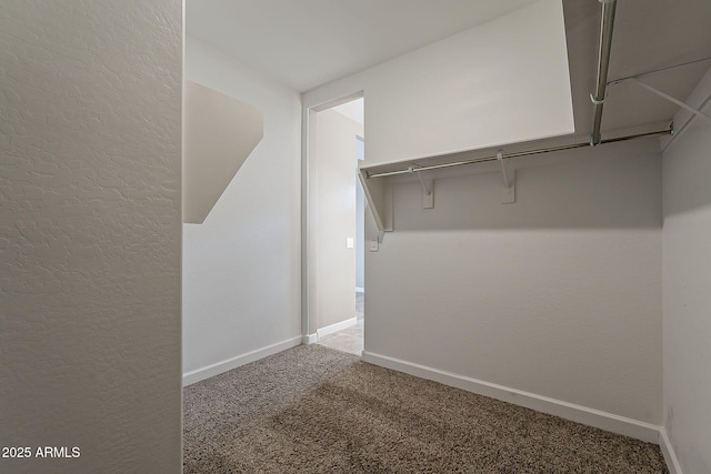 walk in closet with carpet