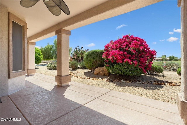 view of patio with ceiling fan