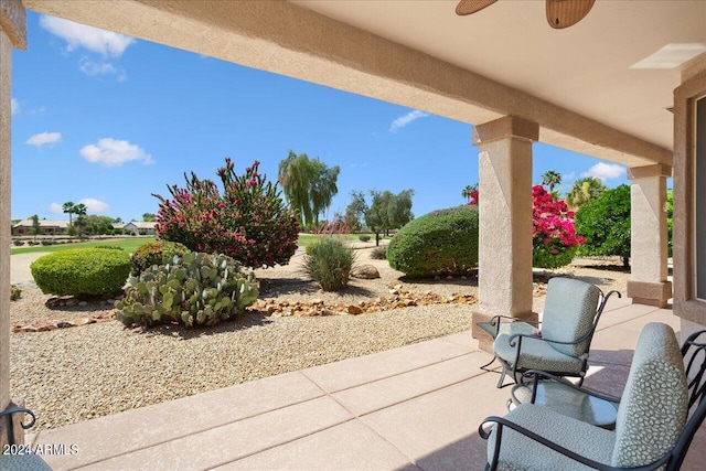 view of patio / terrace with ceiling fan