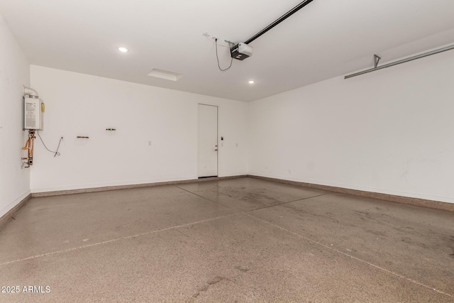 22568 E Rosa Rd, Queen Creek, AZ 85142 - garage featuring baseboards, a garage door opener, recessed lighting, and tankless water heater