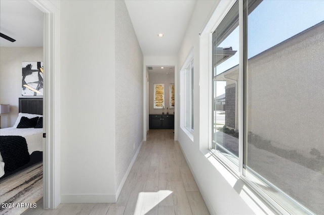 corridor featuring light hardwood / wood-style flooring and plenty of natural light