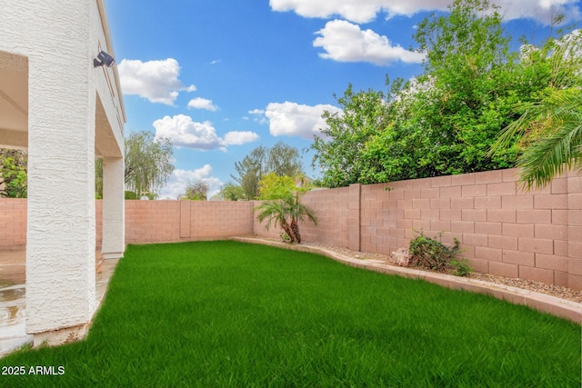 view of yard featuring a fenced backyard