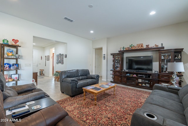 view of tiled living room