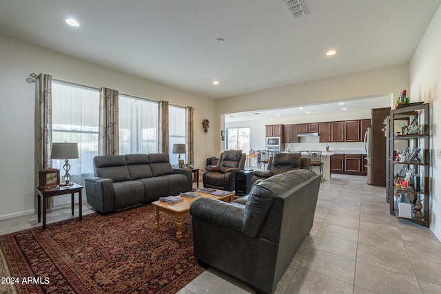 view of tiled living room