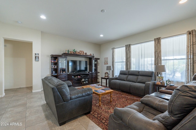 view of tiled living room