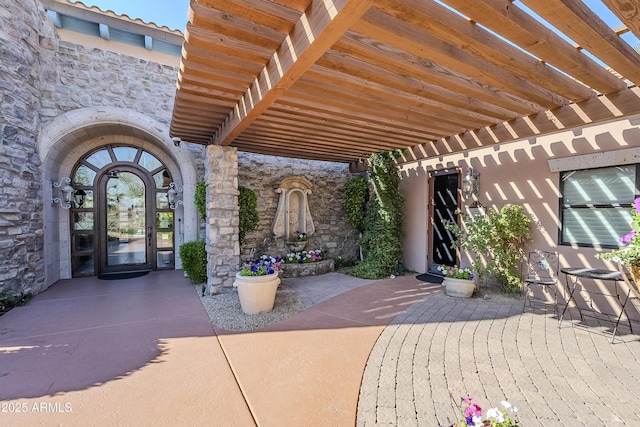 view of patio / terrace featuring a pergola