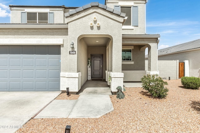 entrance to property with a garage