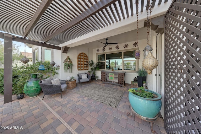 view of patio / terrace featuring a pergola