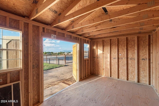 interior space featuring lofted ceiling