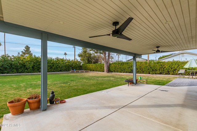 view of patio / terrace featuring ceiling fan