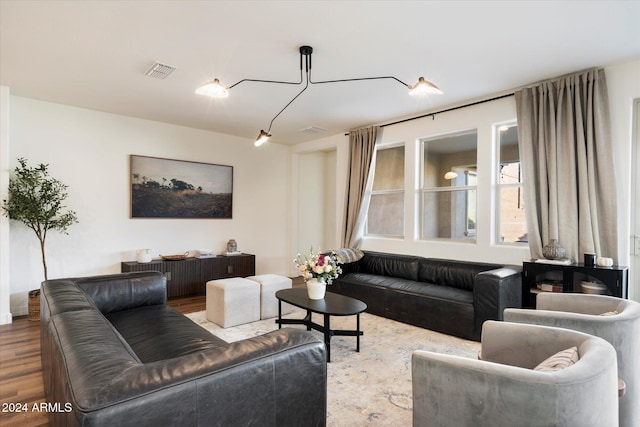 living room with hardwood / wood-style floors