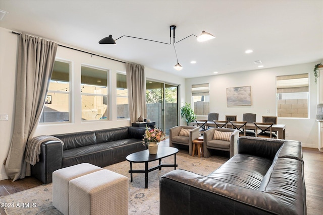 living room featuring light hardwood / wood-style floors