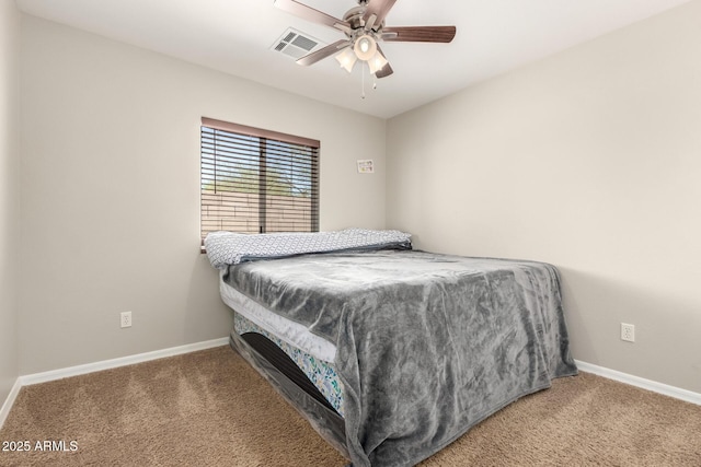 25212 W Maldonado Dr, Buckeye, AZ 85326 - bedroom featuring baseboards, ceiling fan, carpet floors, and visible vents