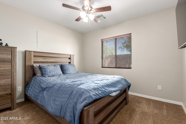 25212 W Maldonado Dr, Buckeye, AZ 85326 - bedroom featuring baseboards, visible vents, ceiling fan, and carpet