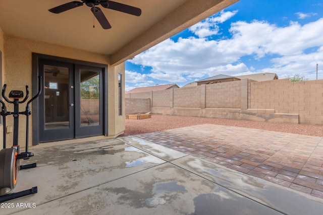 25212 W Maldonado Dr, Buckeye, AZ 85326 - view of patio with a fenced backyard and a ceiling fan