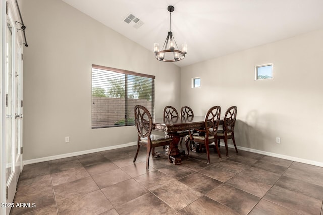 25212 W Maldonado Dr, Buckeye, AZ 85326 - dining room with visible vents, baseboards, a notable chandelier, and a healthy amount of sunlight