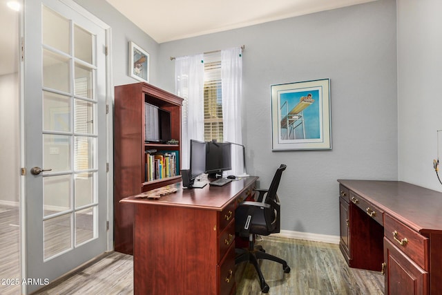 home office featuring light wood-type flooring