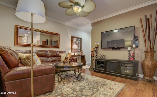 6900 E Princess Dr Unit 1176, Phoenix, AZ 85054 - living area with ceiling fan, ornamental molding, wood finished floors, baseboards, and recessed lighting