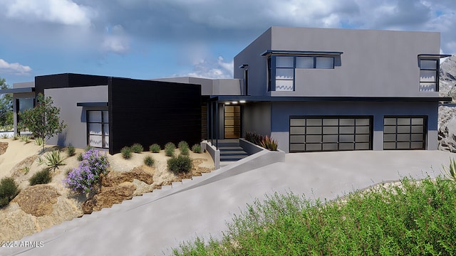 modern home featuring a garage