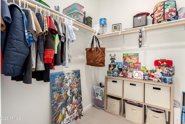 spacious closet featuring carpet floors