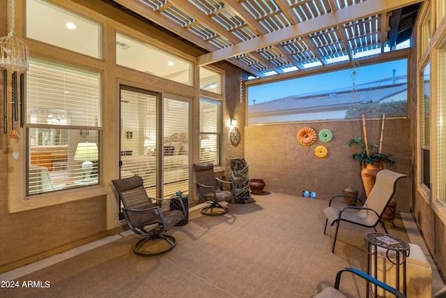 view of patio featuring a pergola